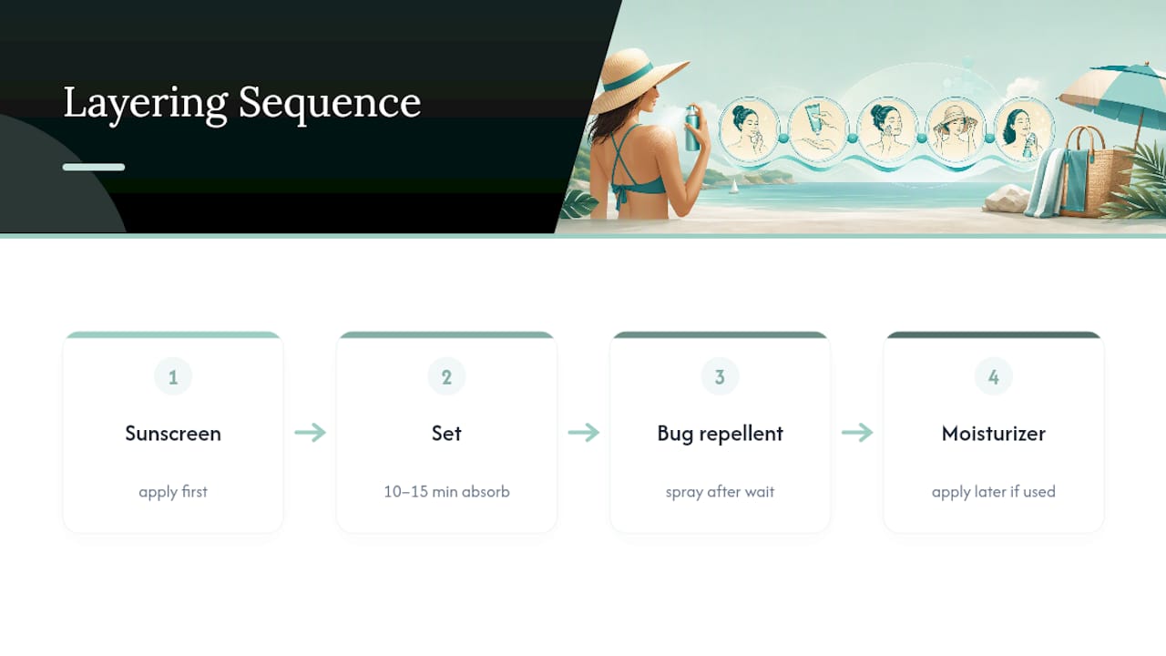 Sunscreen and repellent layering sequence