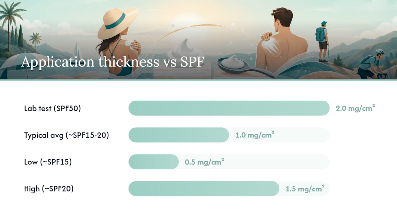 Sunscreen thickness and effective SPF comparison