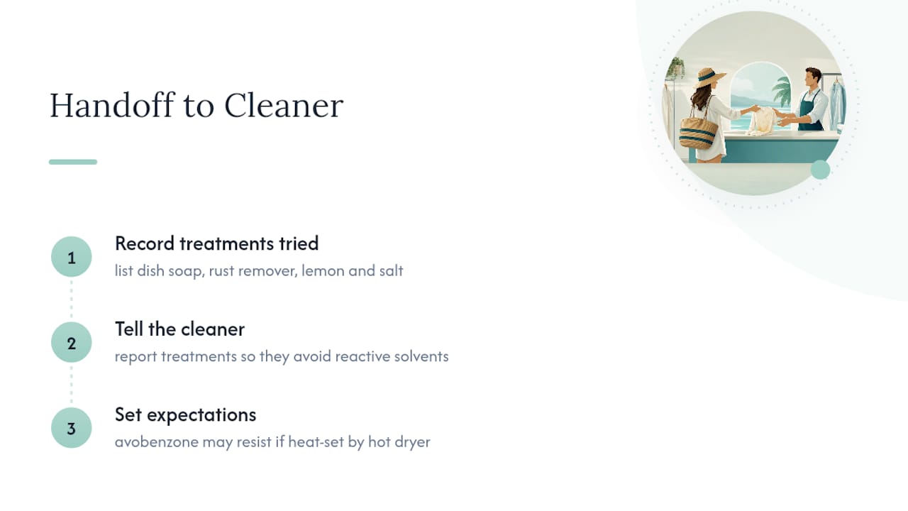 Steps for explaining stain treatment to cleaner