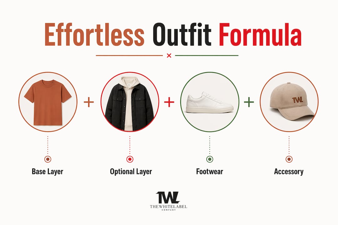 Infographic outlining effortless outfit formula steps