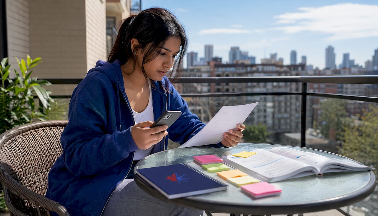 Woman using English for daily tasks