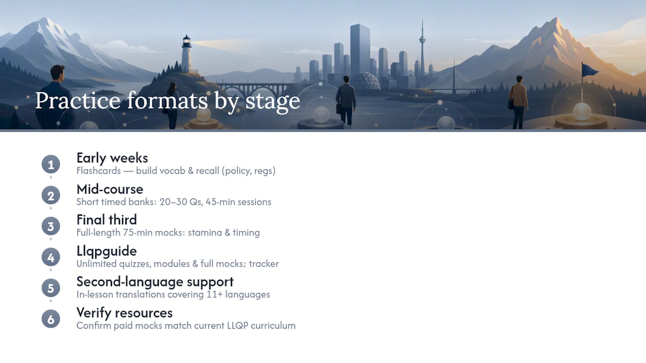 Which practice formats work best at each stage of your preparation — overview diagram