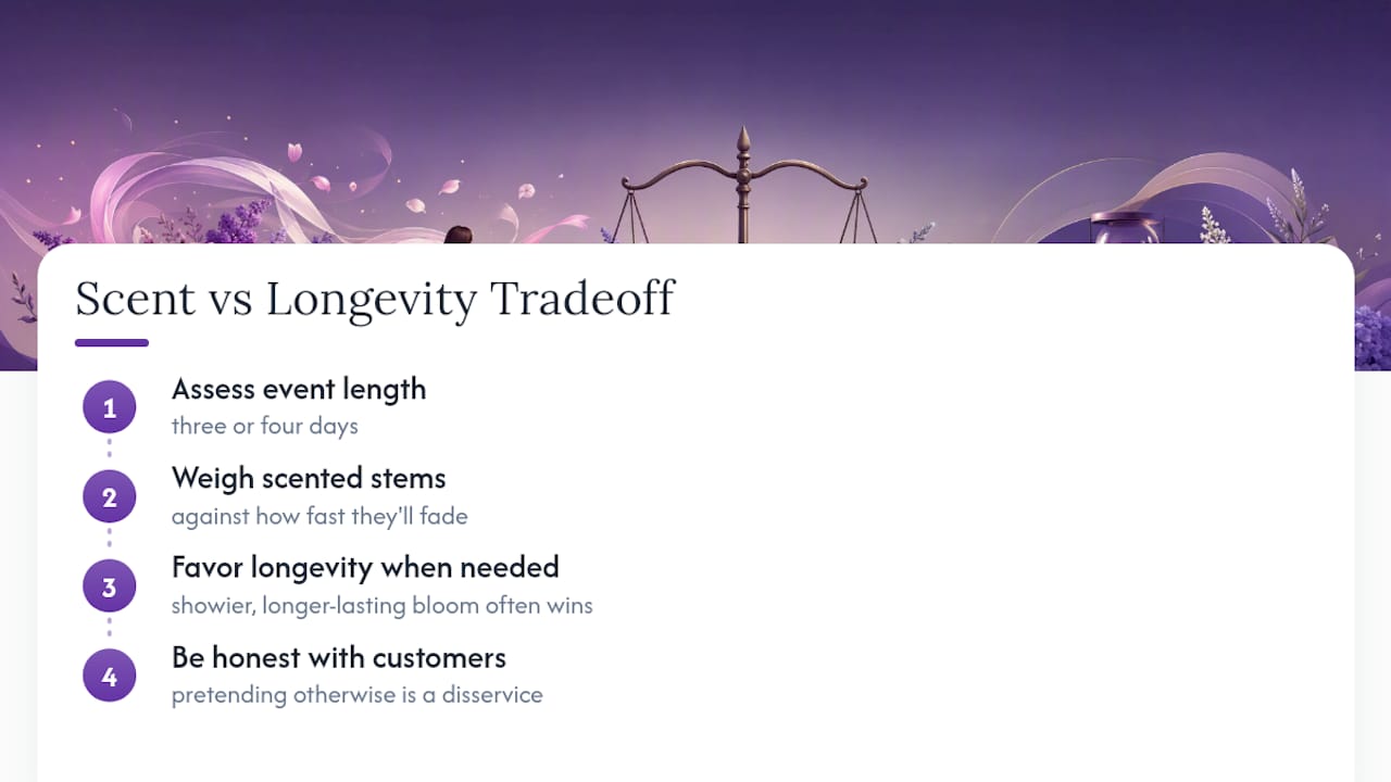 Diagram showing flower scent vs longevity tradeoff