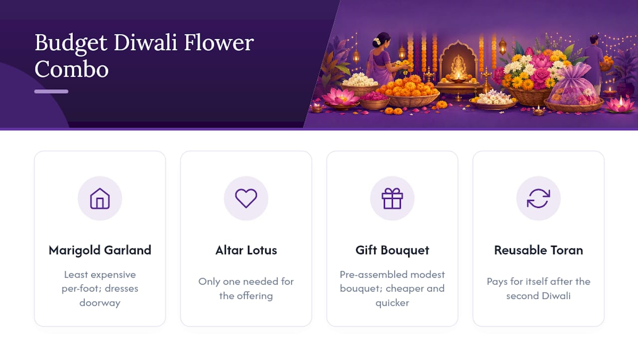 Diagram of budget-friendly Diwali flower combos