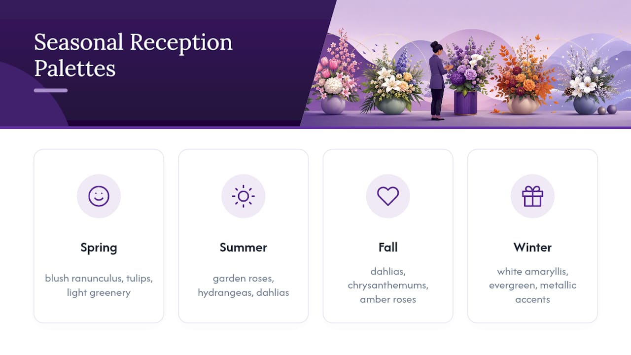 Four seasonal reception flower palettes