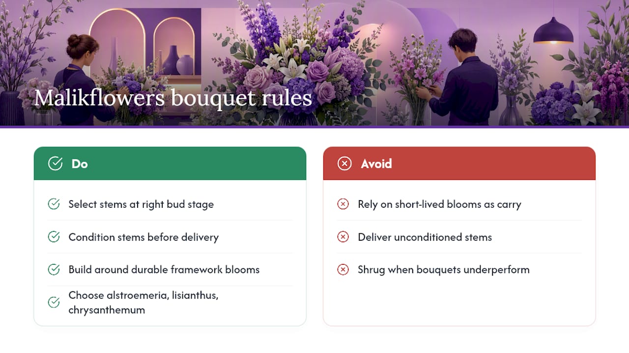 The Malikflowers Approach to Building Bouquets That Last — overview diagram