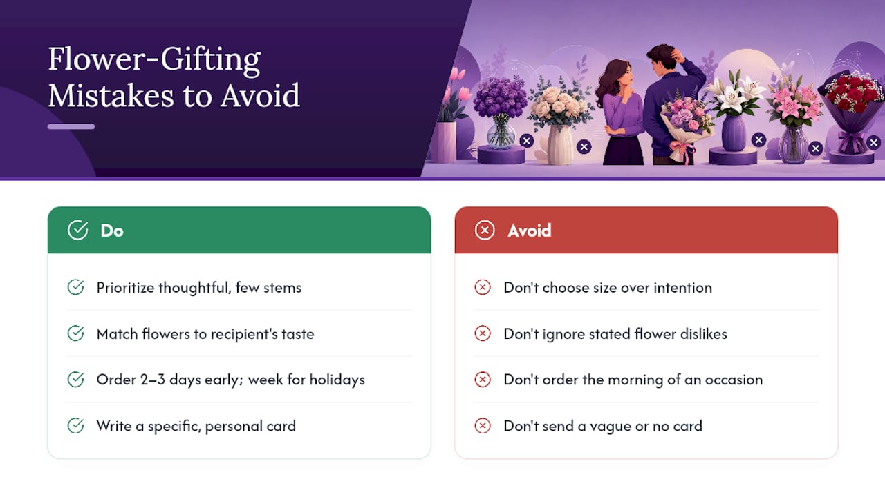 Five common romantic flower gifting mistakes