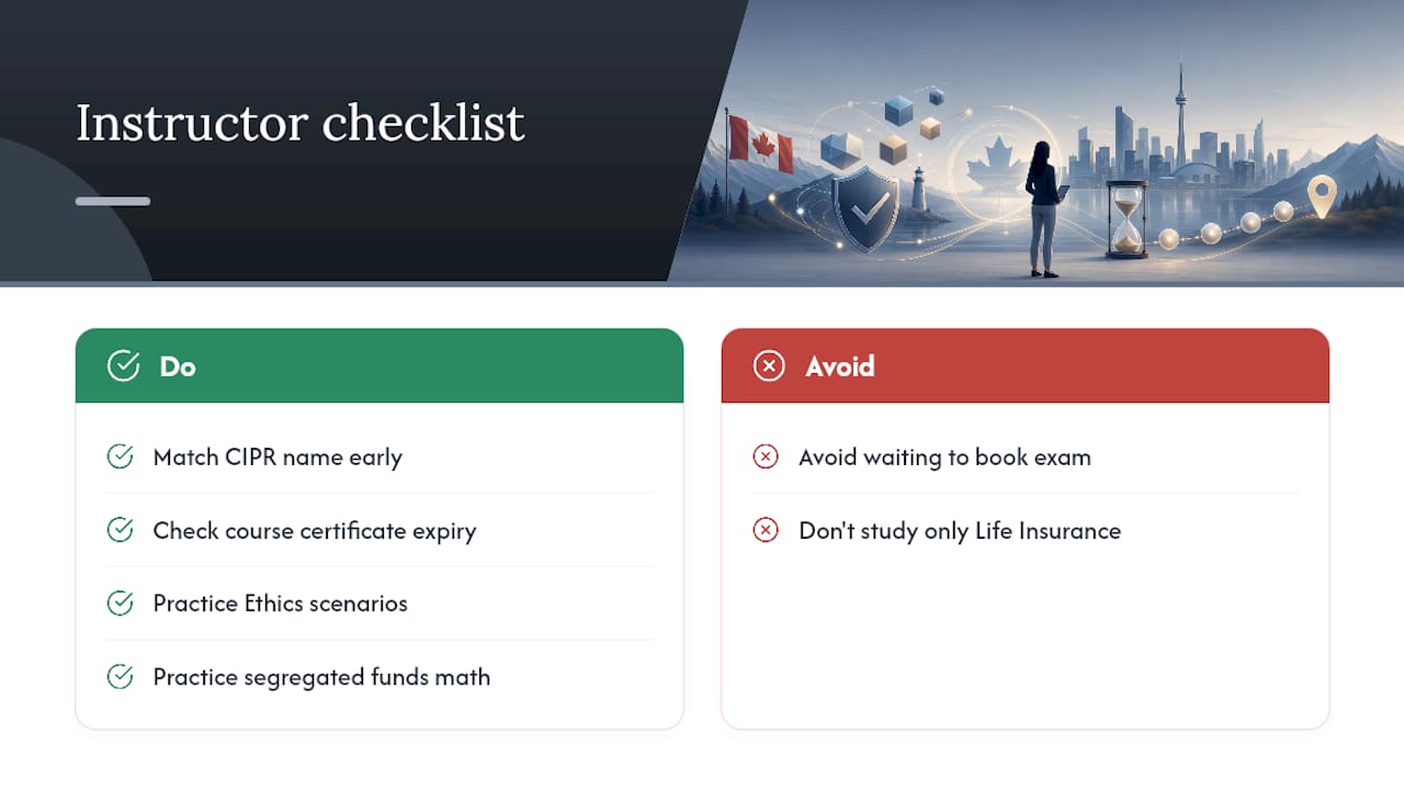 Instructor perspective: the checklist items candidates skip — overview diagram