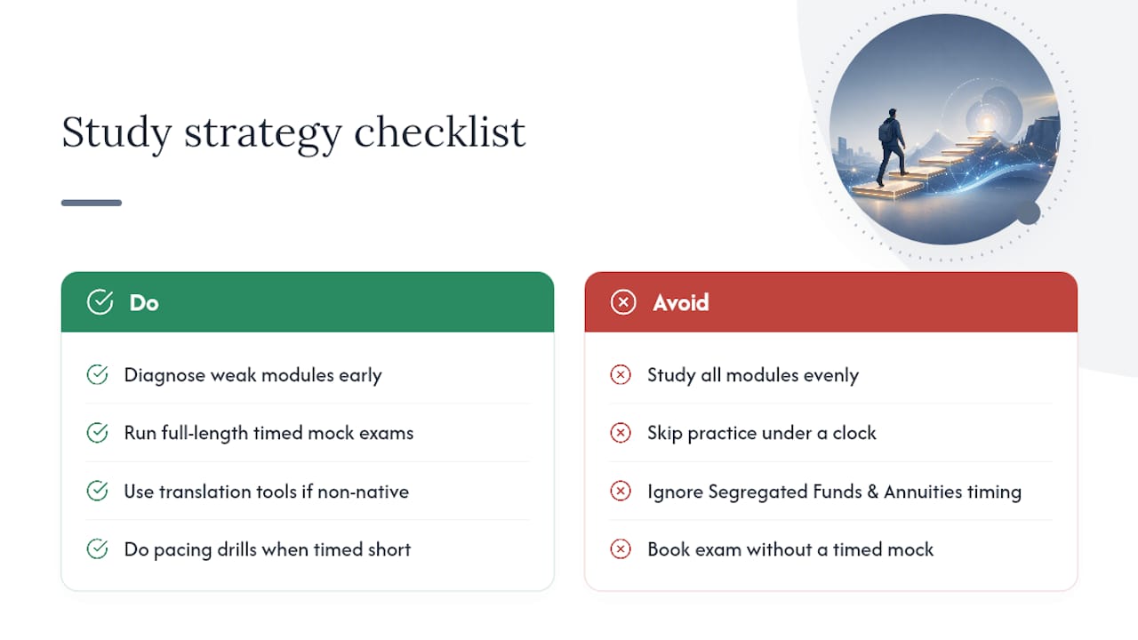 Study strategy: closing knowledge gaps before exam day — overview diagram