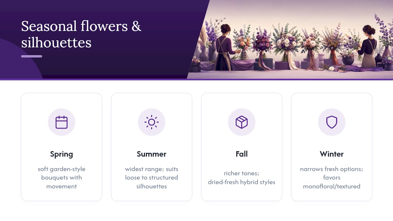Seasonal wedding bouquet flower guide