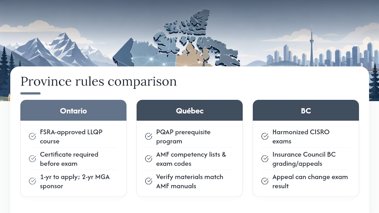 Comparison of provincial LLQP licensing pathways