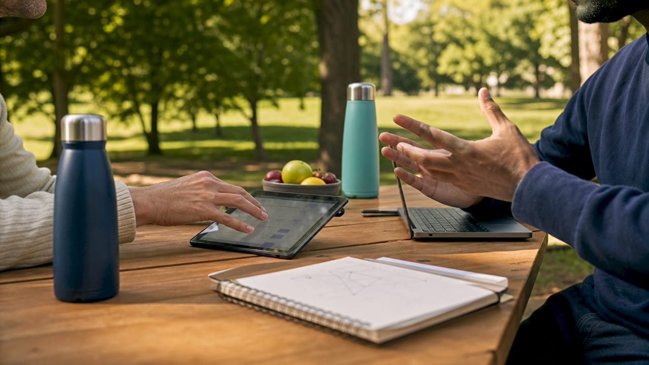Hands collaborating on EHR and engagement platforms