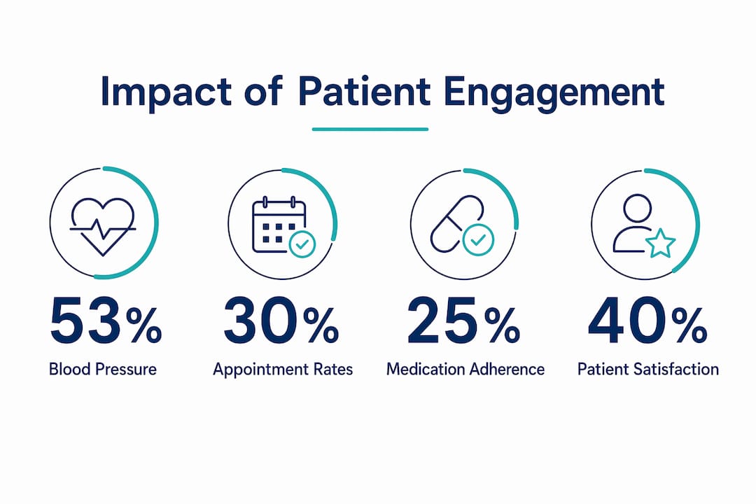 Infographic showing key impacts of patient engagement technology