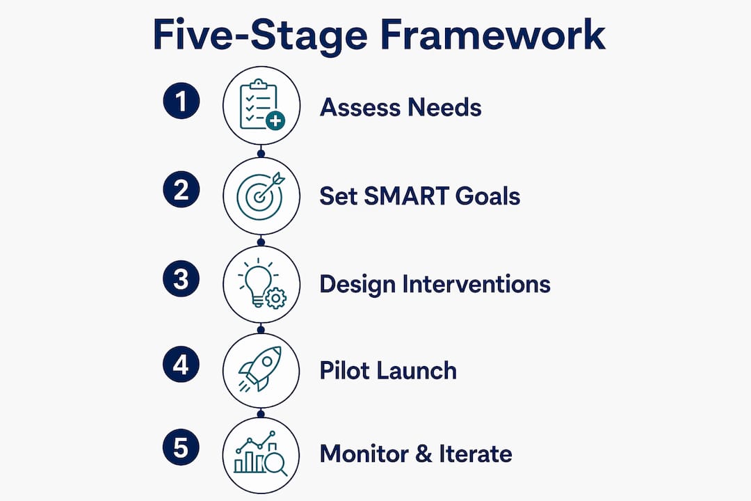 Infographic outlining five-stage population health program process