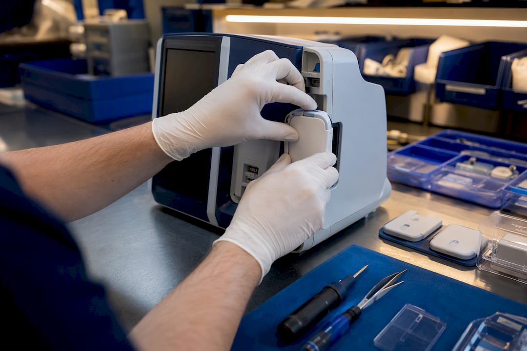 Hands maintaining clinical monitoring device