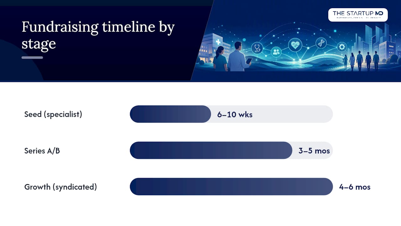Healthcare VC fundraising timelines by stage