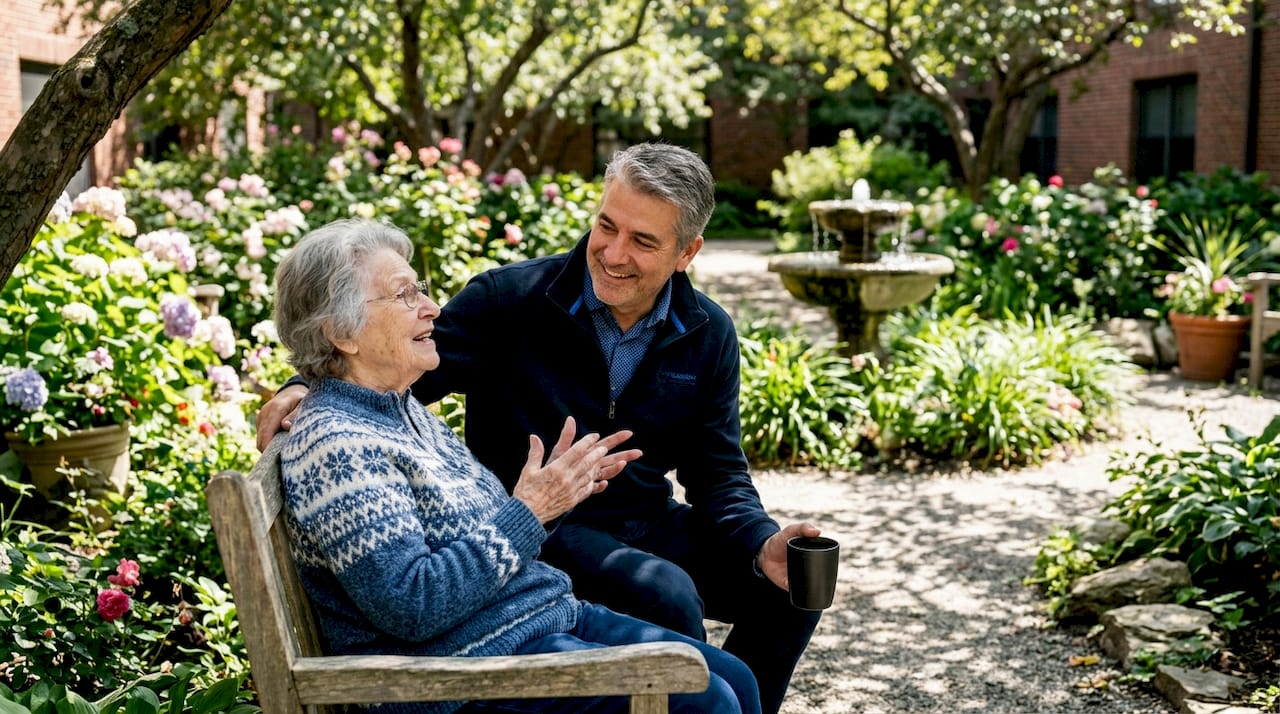 Empathetic conversation between caregiver and senior woman