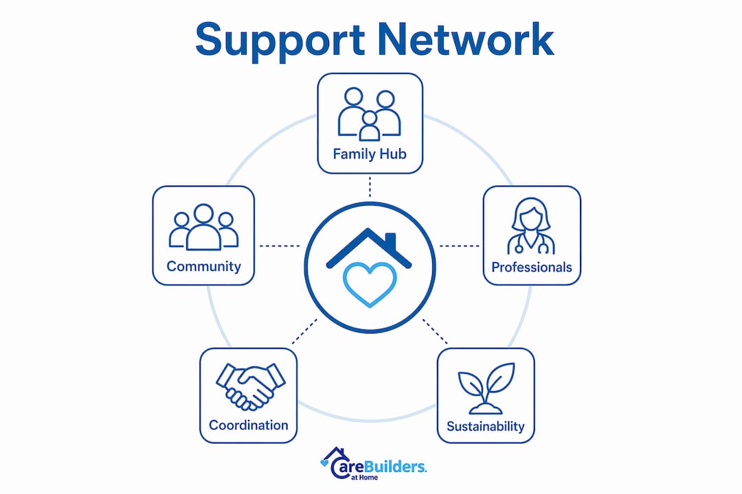 Infographic showing hierarchy of senior care support network