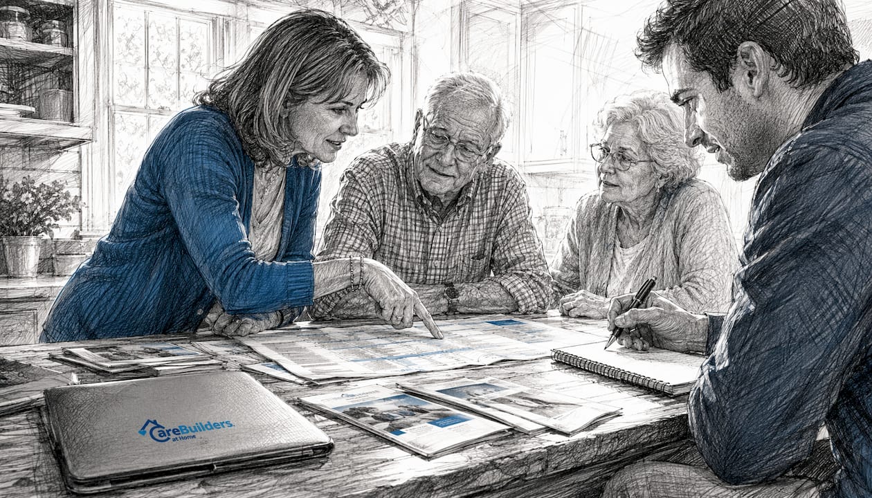 Family discussing in-home care options