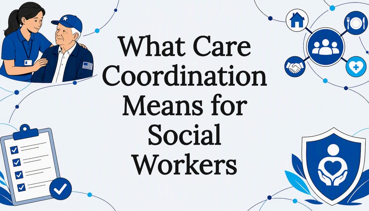 Decorative title card illustration for care coordination article