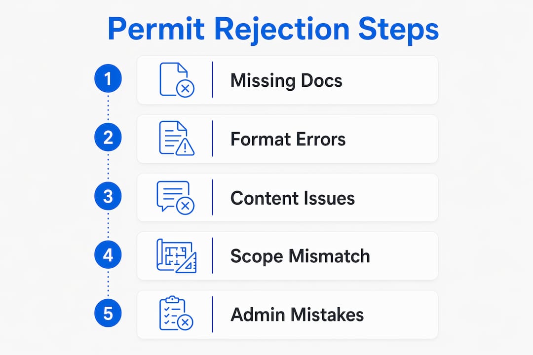 Infographic showing common permit rejection causes
