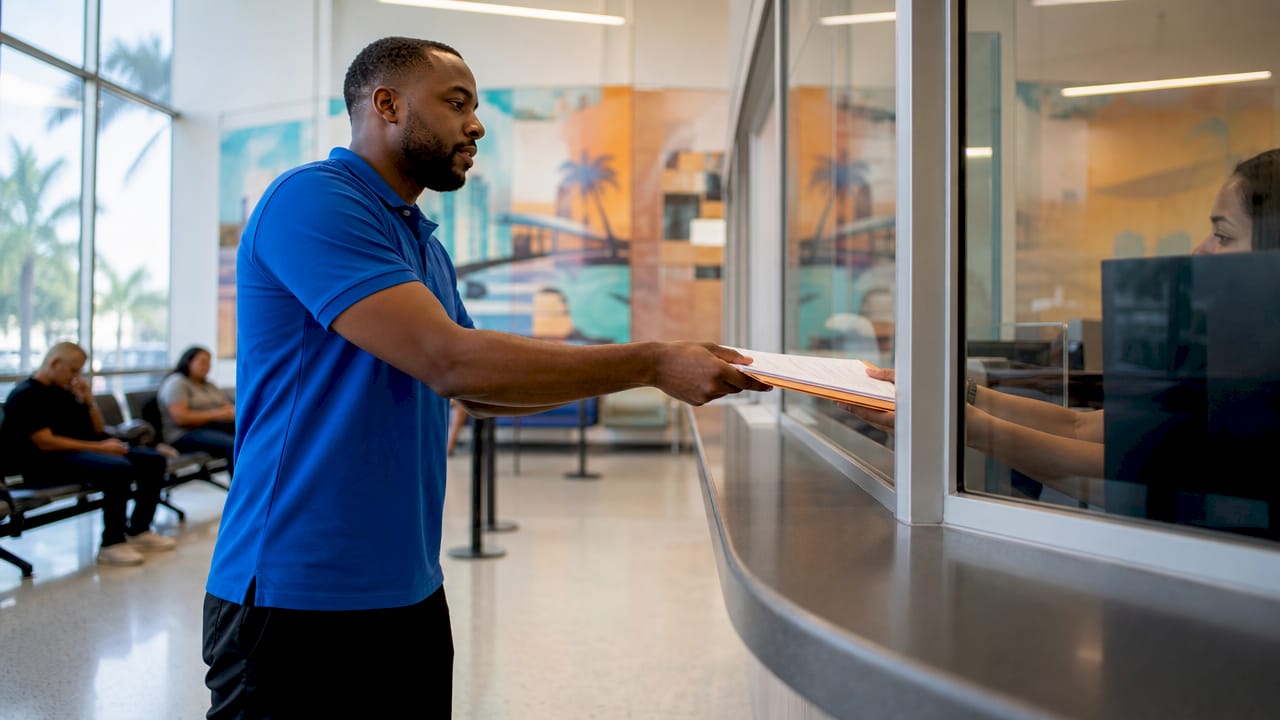 Applicant submitting building permit at Miami-Dade office