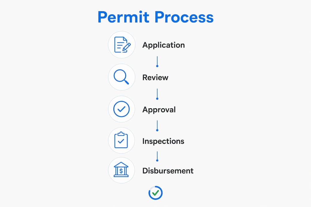 Infographic illustrating renovation loan permit process