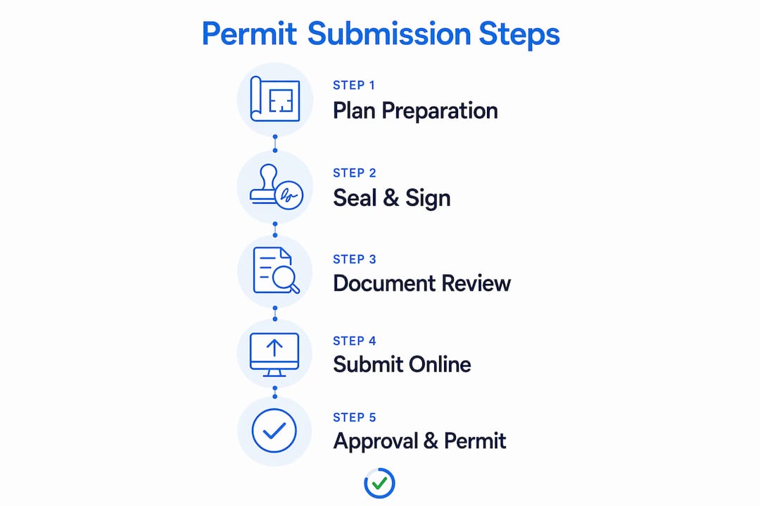 Infographic illustrating sealed plans permit submission steps