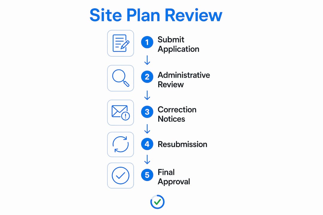 Infographic outlining site plan review steps