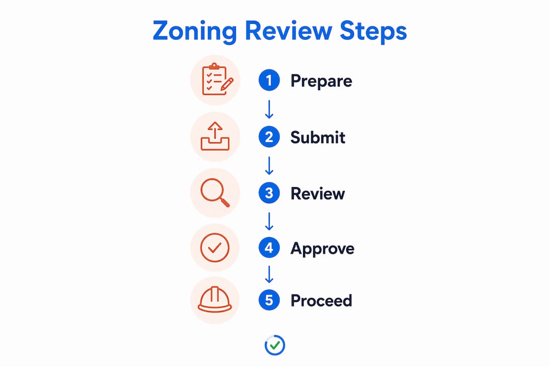 Infographic showing zoning review process steps