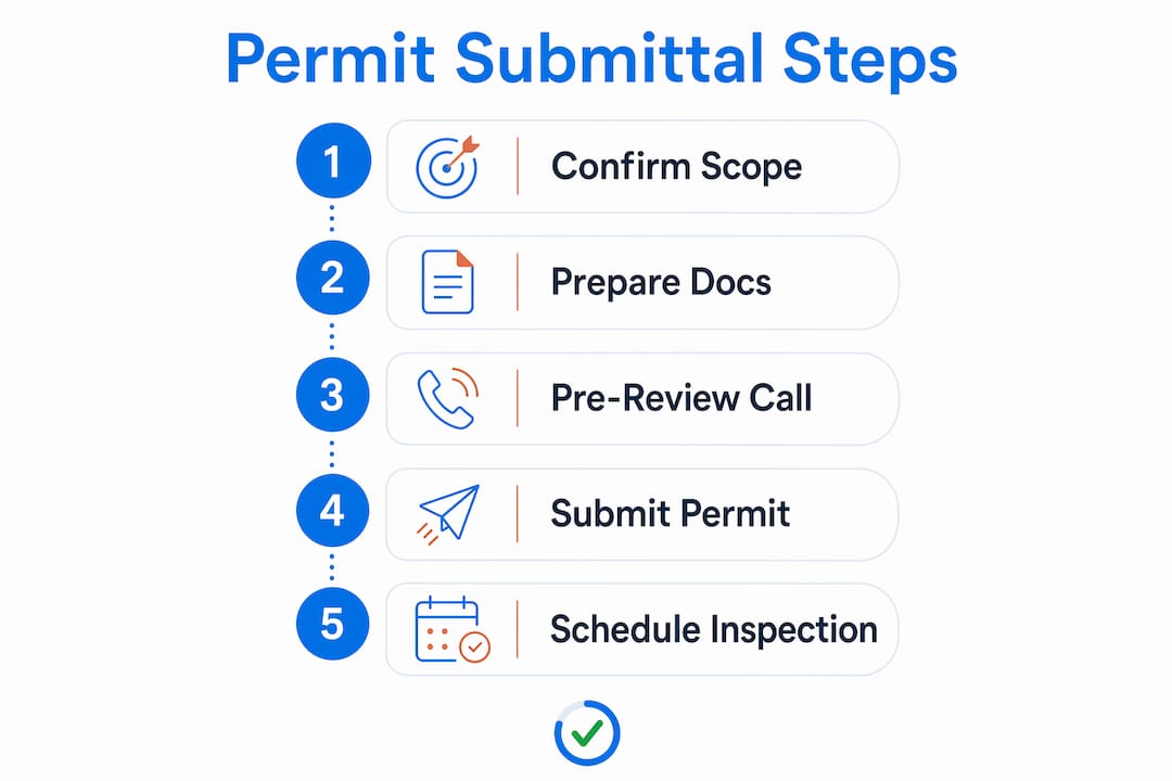Infographic showing electrical permit submittal workflow steps