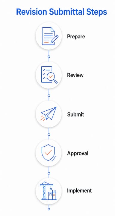 Infographic outlining revision submittal steps