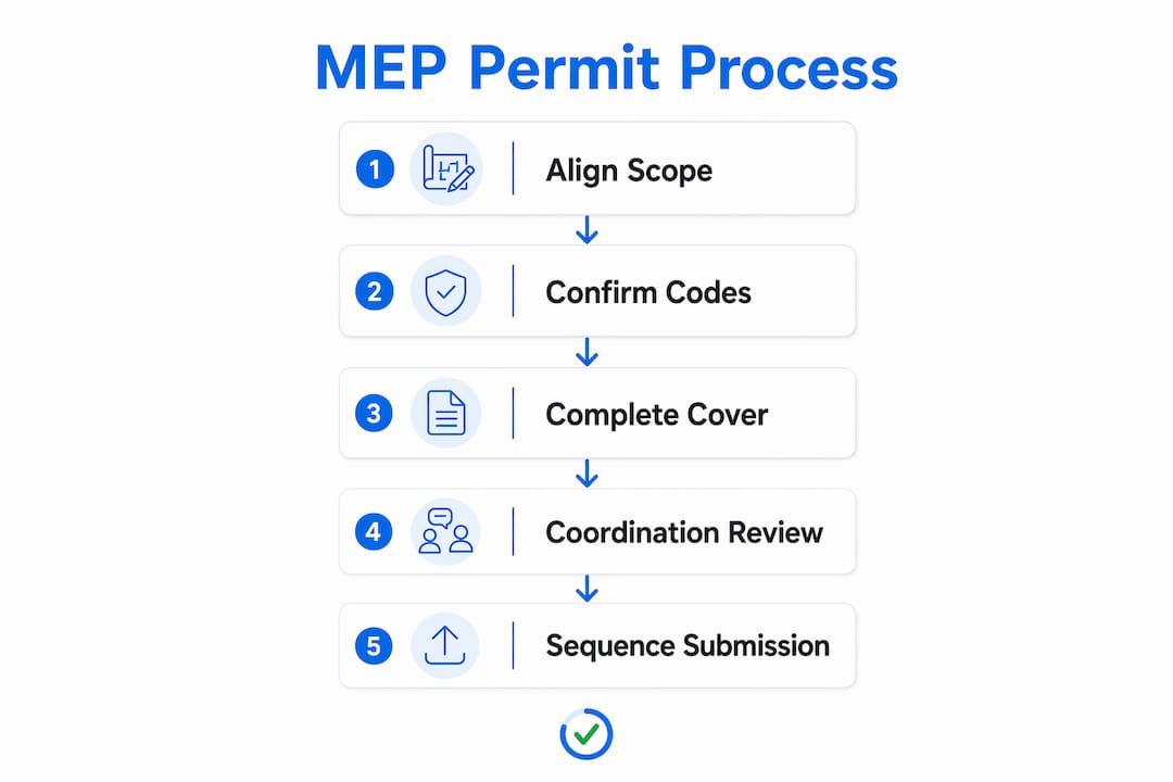 Infographic illustrating MEP permit process steps