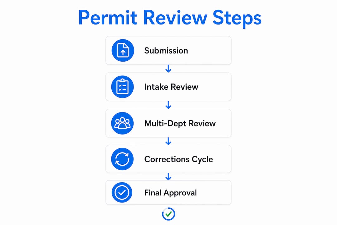 Infographic illustrating addition permit review steps