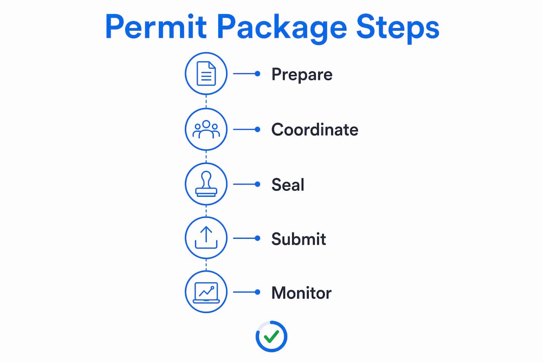 Infographic showing permit package process steps