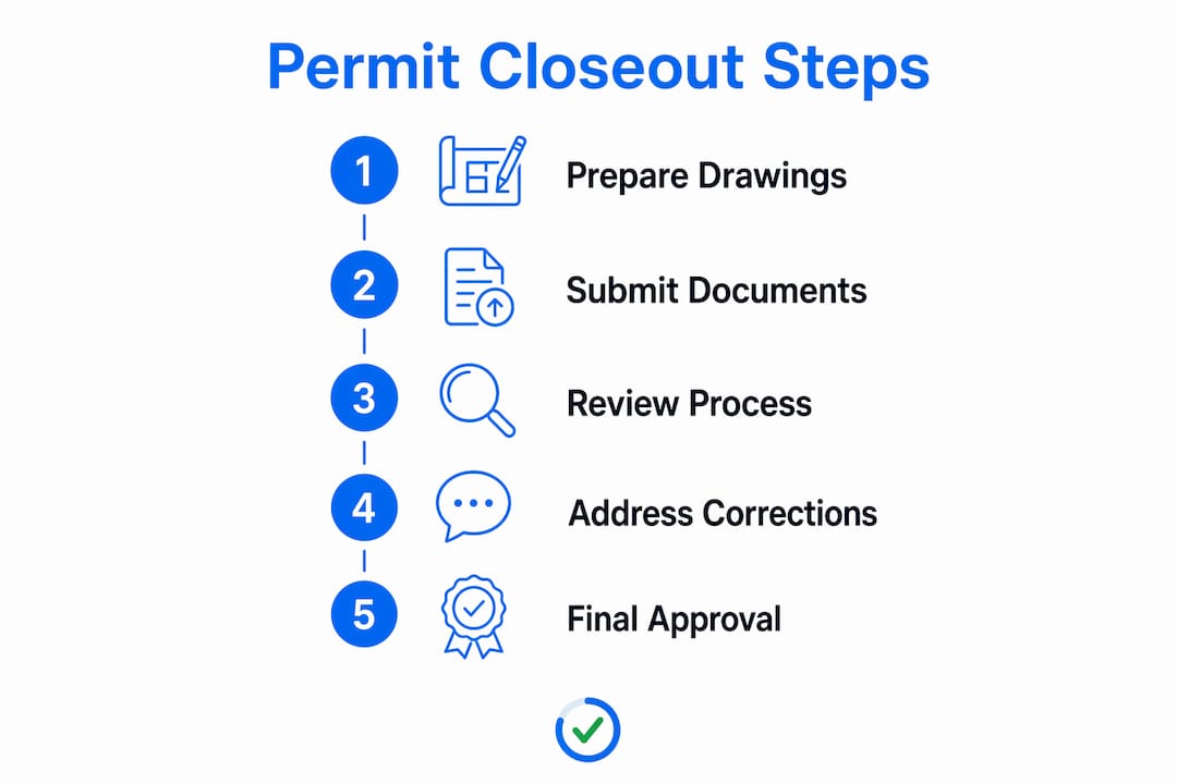 Infographic showing permit closeout steps in Miami-Dade