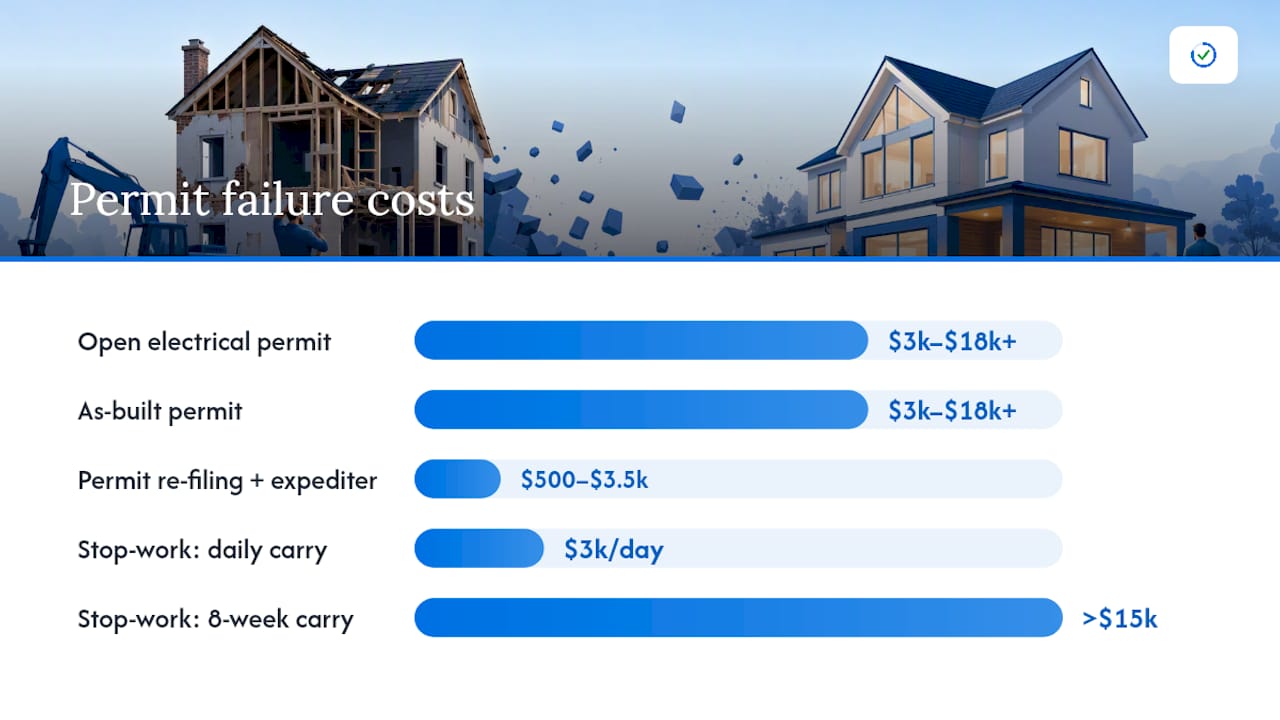 Diagram comparing direct and carrying costs from permit failures