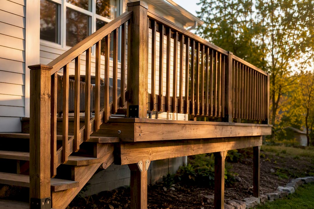 Finished residential deck attached to house