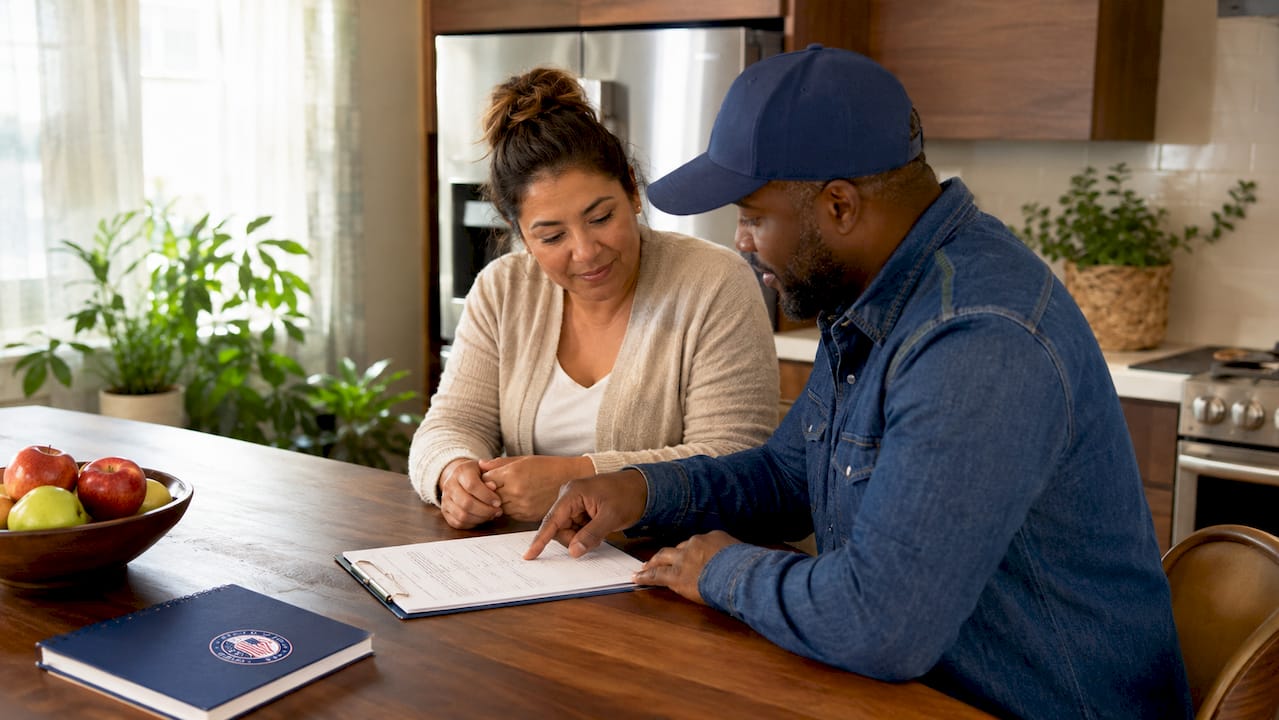 Homeowner and contractor reviewing roof estimates