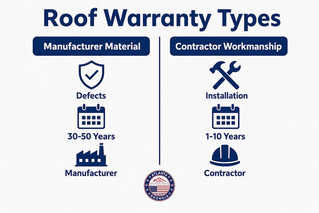 Infographic comparing roof warranty types
