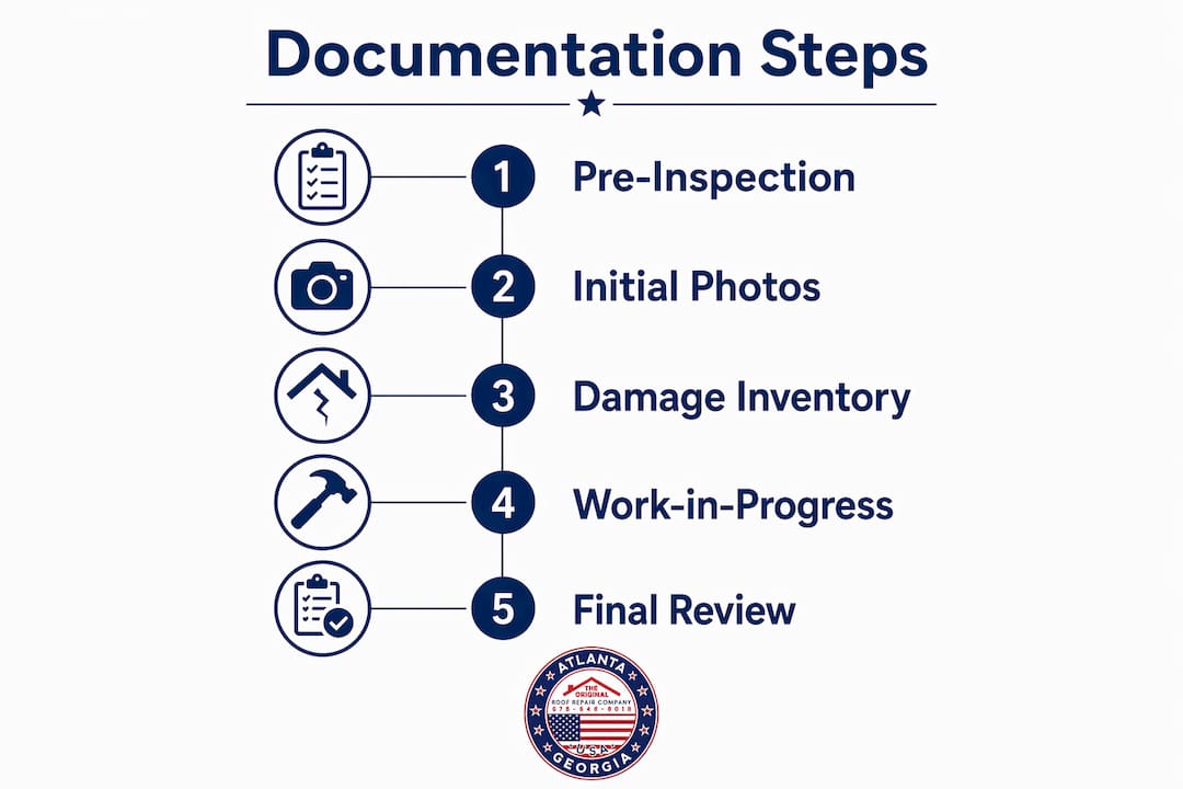 Infographic showing storm damage documentation steps