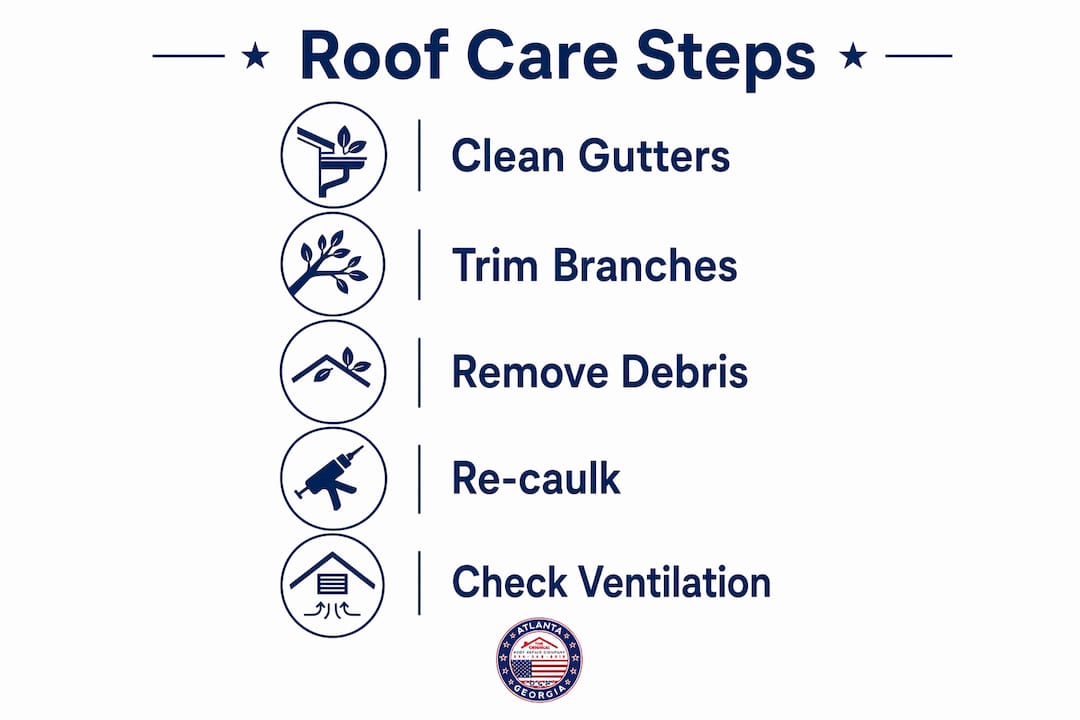 Infographic showing roof maintenance steps