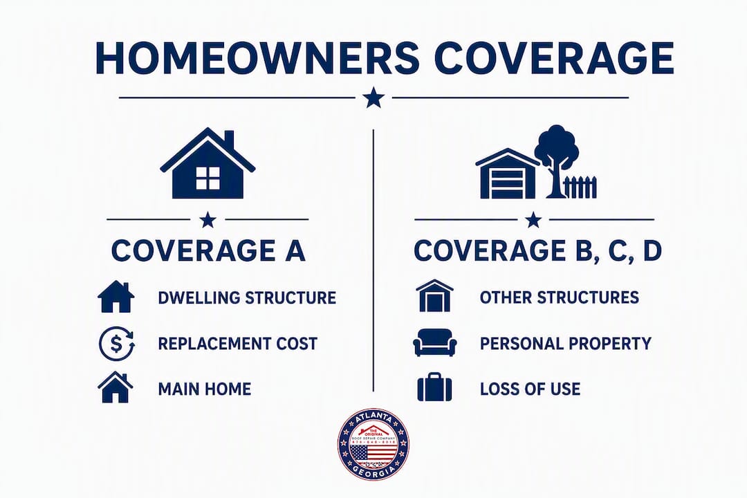 Infographic comparing homeowners insurance coverage types