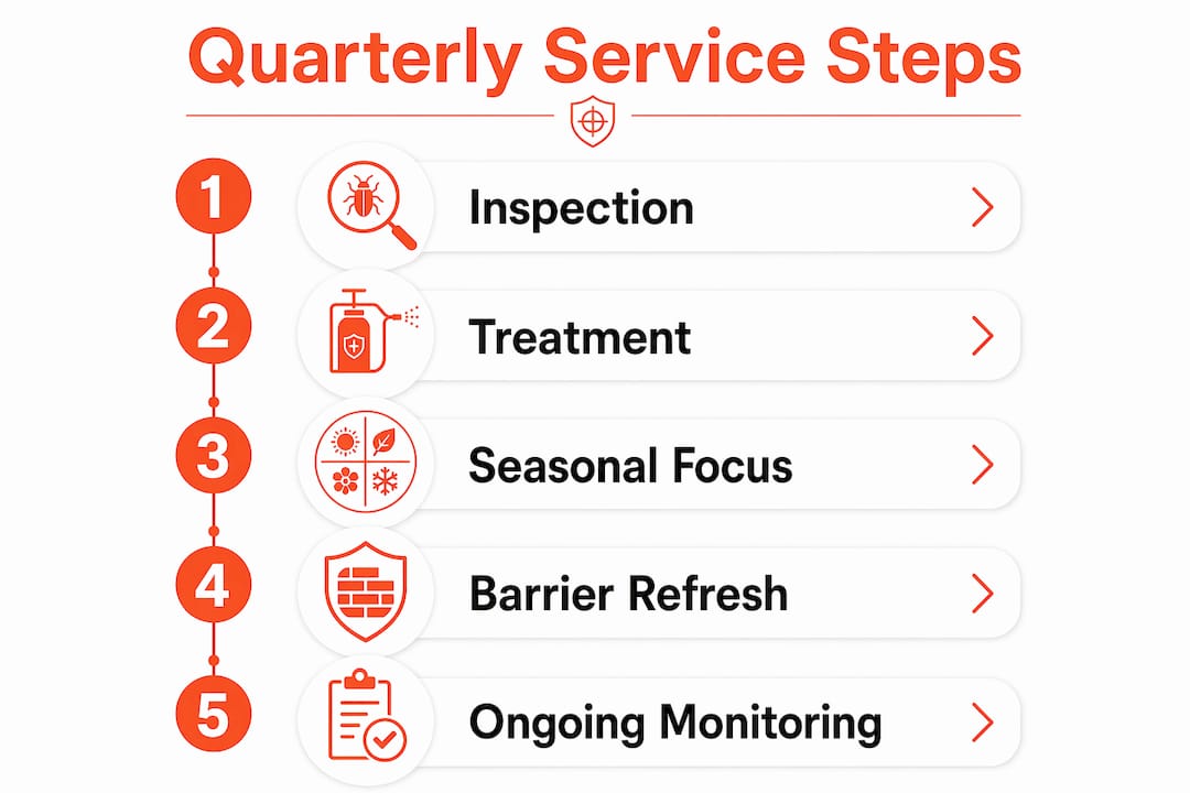 Infographic outlining quarterly pest service process