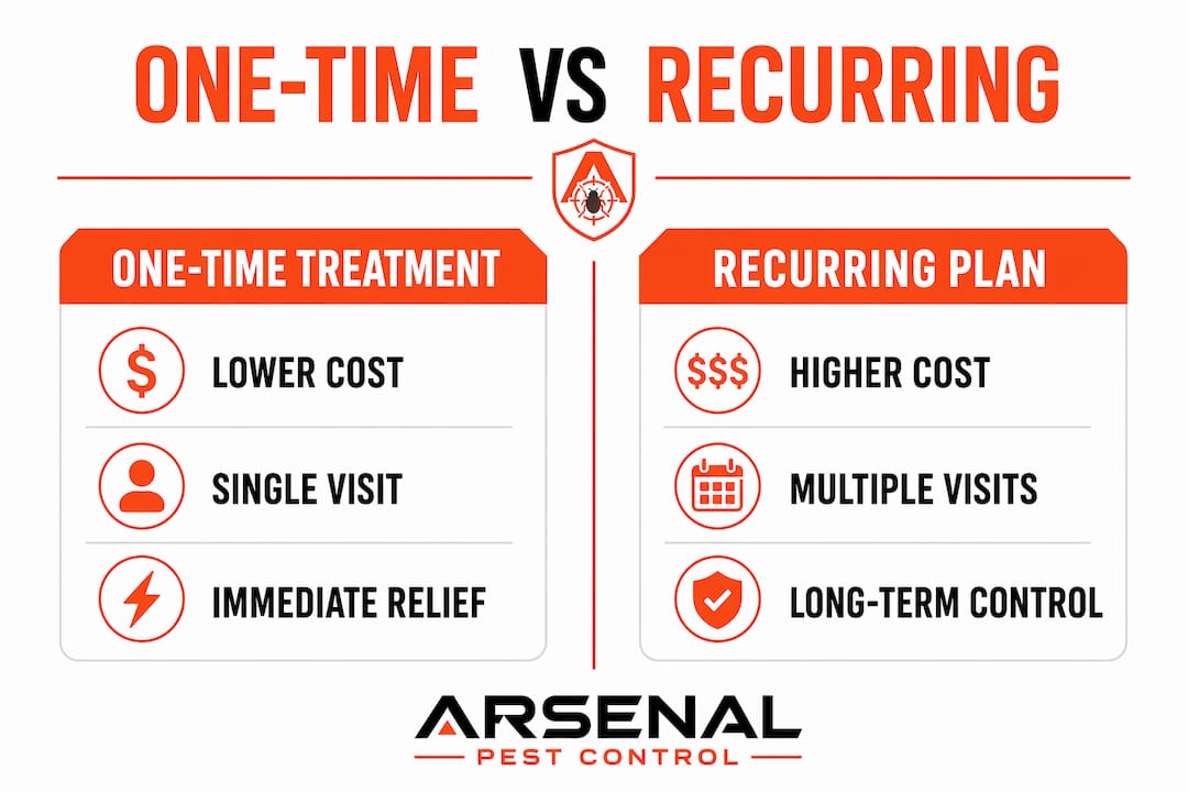 Infographic comparing one-time treatment and recurring plans