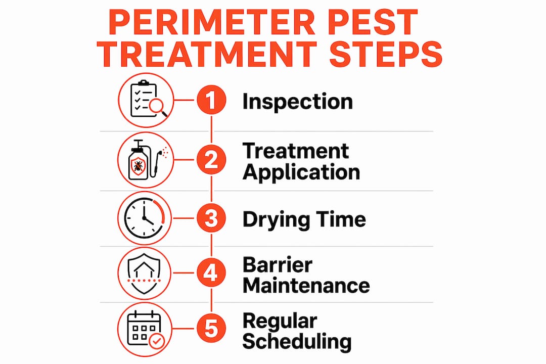 Infographic showing perimeter pest treatment process steps