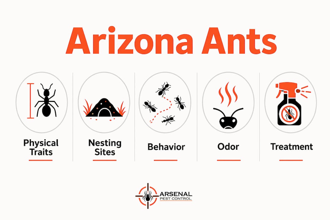 Infographic showing Arizona ant identification key