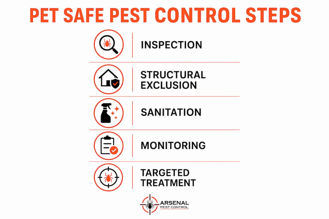 Infographic showing steps of pet safe pest control
