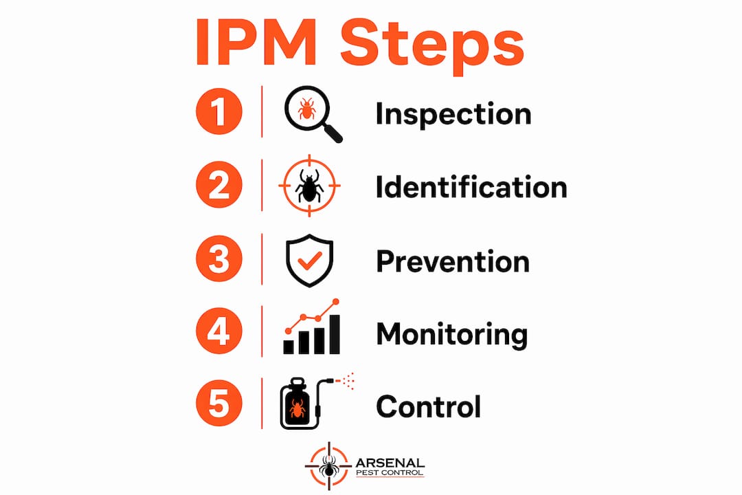 Infographic illustrating Integrated Pest Management steps