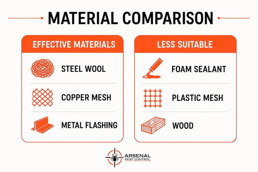 Infographic comparing rodent proofing materials